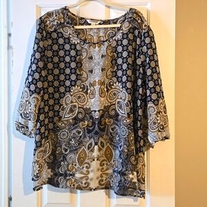 Womens semi sheer Dressy Blouse